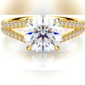 Pure Silver 14K Gold-Plated Engagement Ring - Size 6